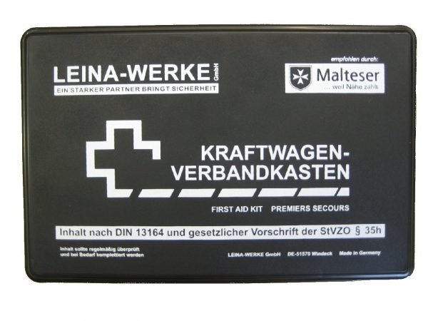 KFZ Verbandkasten Leina-Werke schwarz weiss DIN 13164 -0